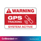 Dimensions: 3 inches by 2 inches - GPS Tracking System Warning Sticker made with SharkSkin®