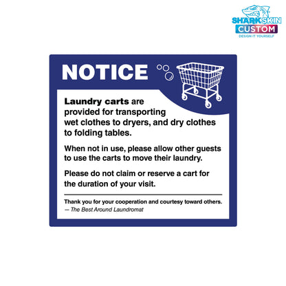 Laundry Cart Notice - Customizable Decal