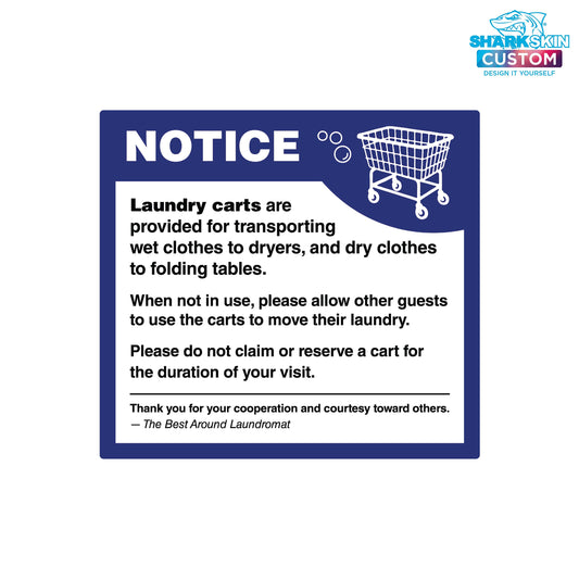 Laundry Cart Notice - Customizable Decal