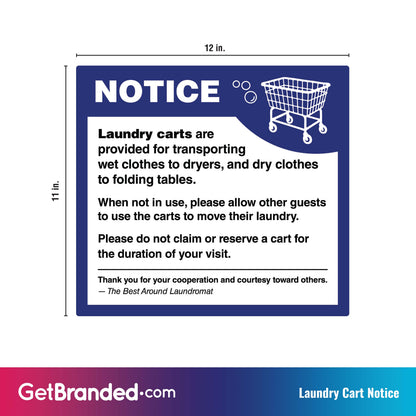 Laundry Cart Notice - Customizable Decal