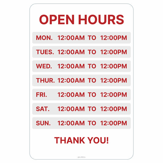 Open Hours Decal