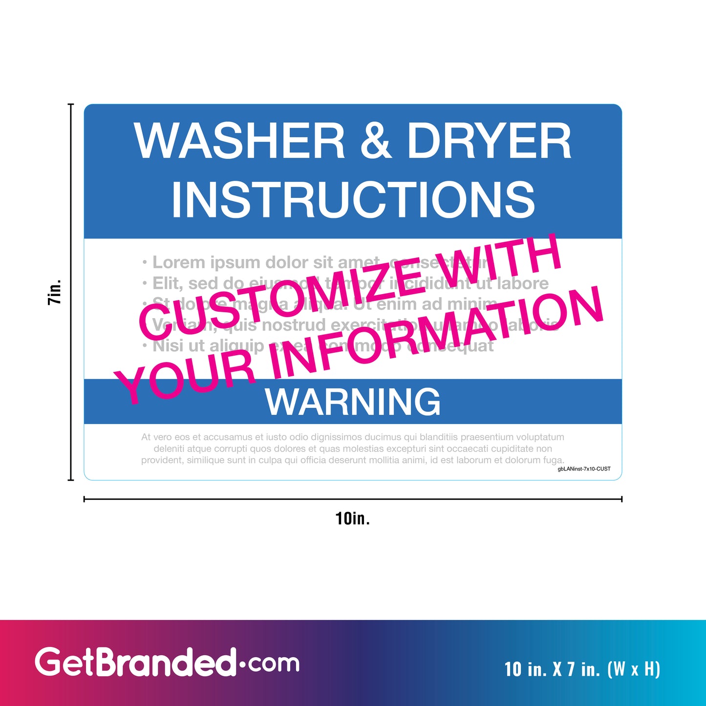 Washer & Dryer Instructions Decal