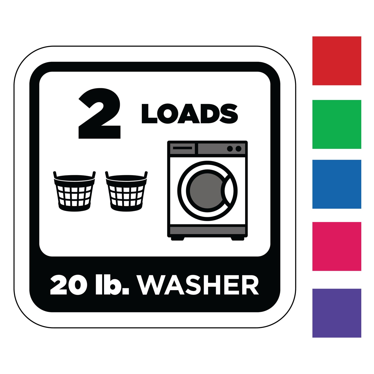 20 lb Washer Square Decal (4" x 4") available in 6 color options