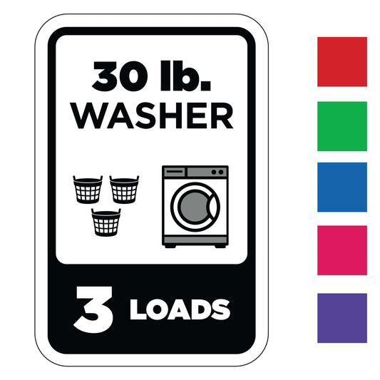 3 Loads Washer Rectangle Decal available in 5 colors