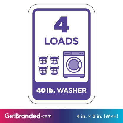 40 lb Washer Rectangle Decal (4" x 6") measurements shown