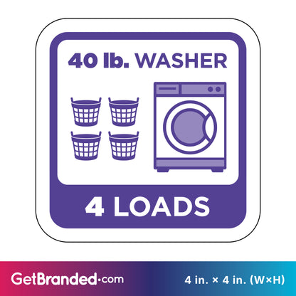 4 Loads Washer Square Decal (4"x4") - measurements shown