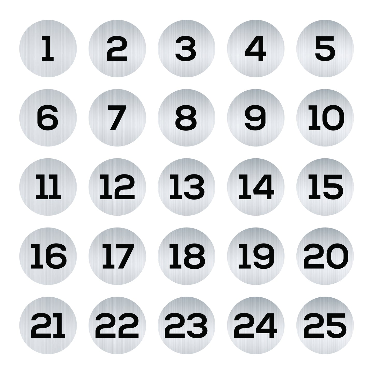 25 silver number decals. Perfect for numbering your washers and dryers.