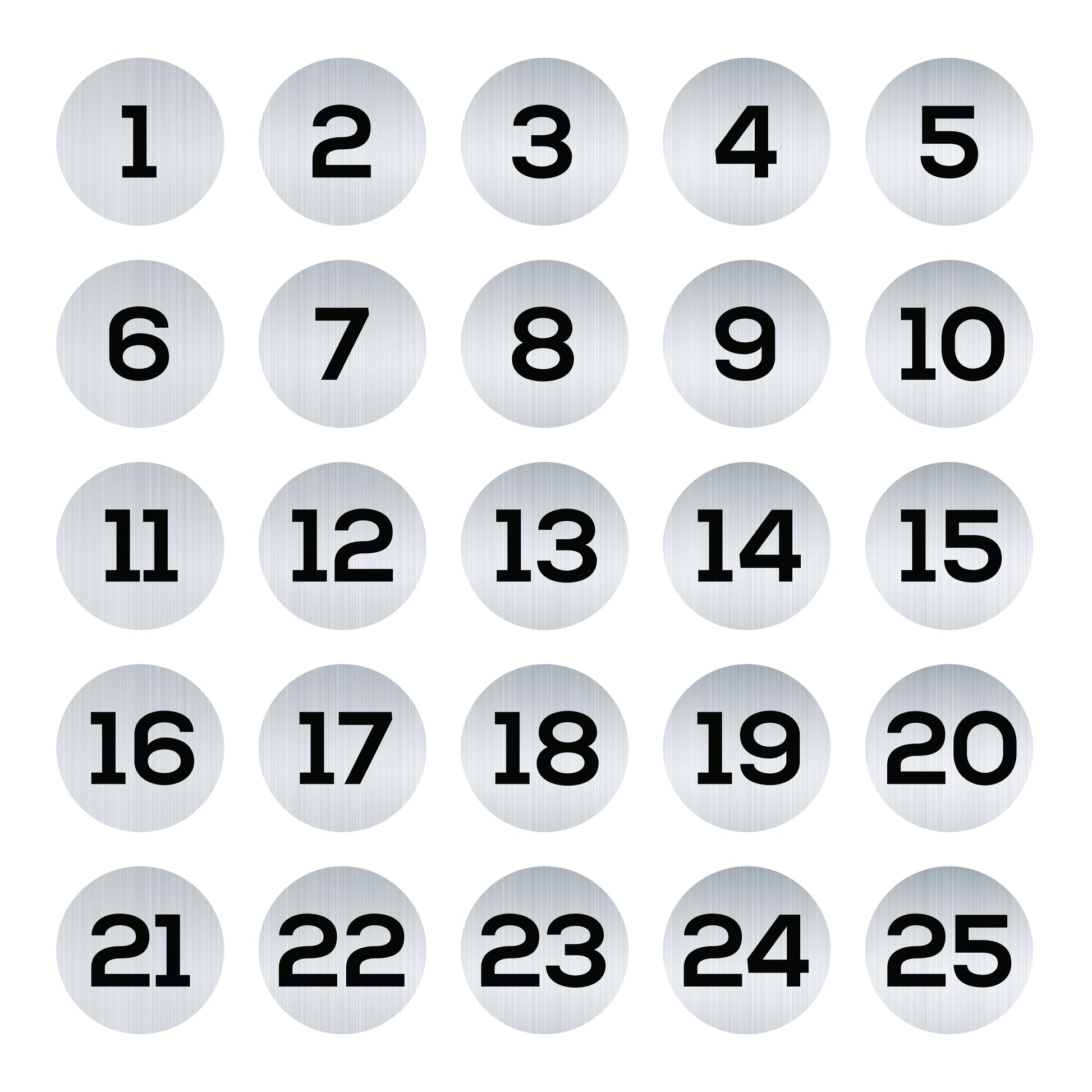 25 silver number decals. Perfect for numbering your washers and dryers.