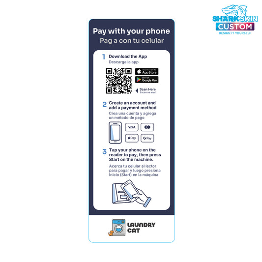 Laundry Cat Instructions Decal - 2.5"x6.5" (Bilingual)