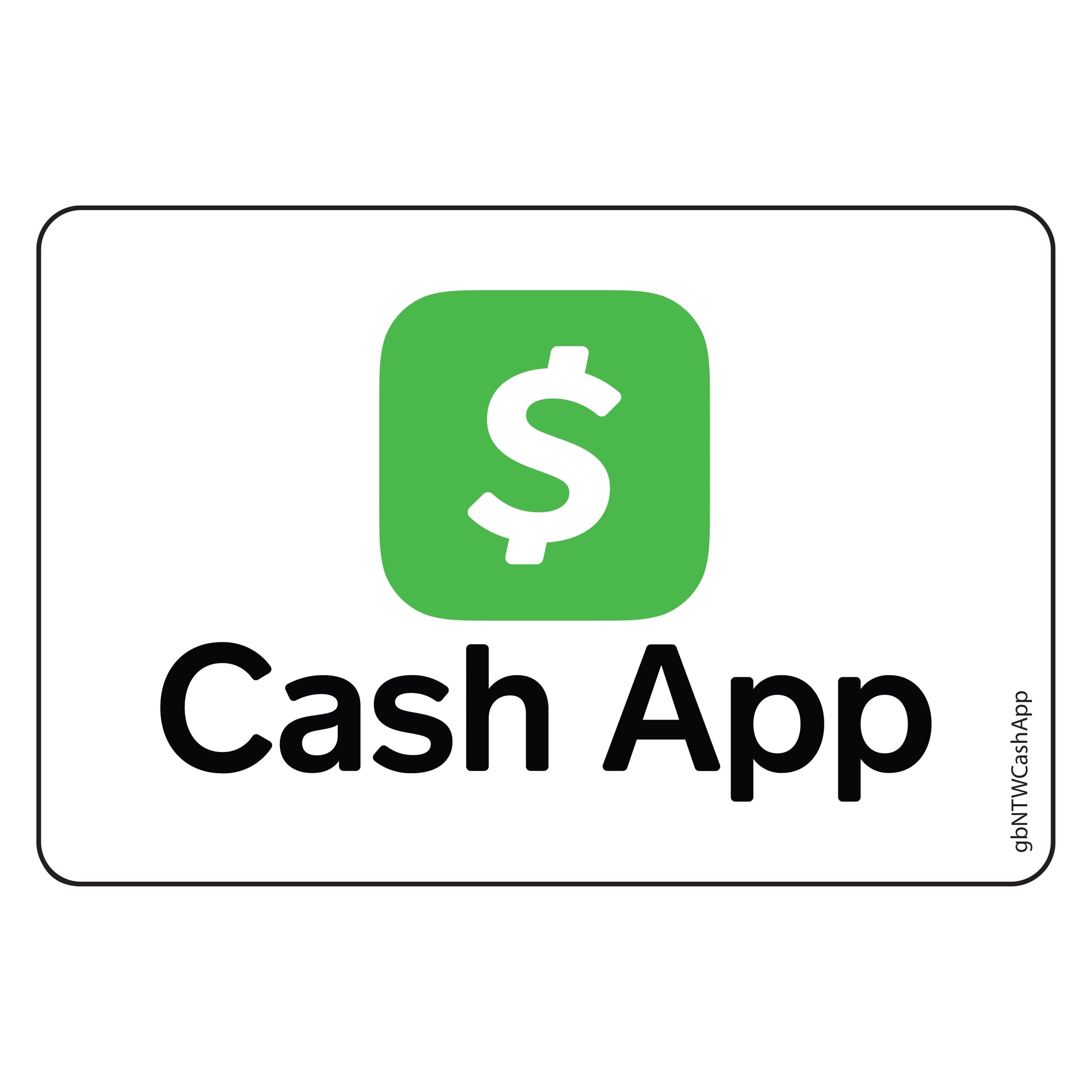 Single Network Decal, Cash App. 3 inches by 2 inches in size.
