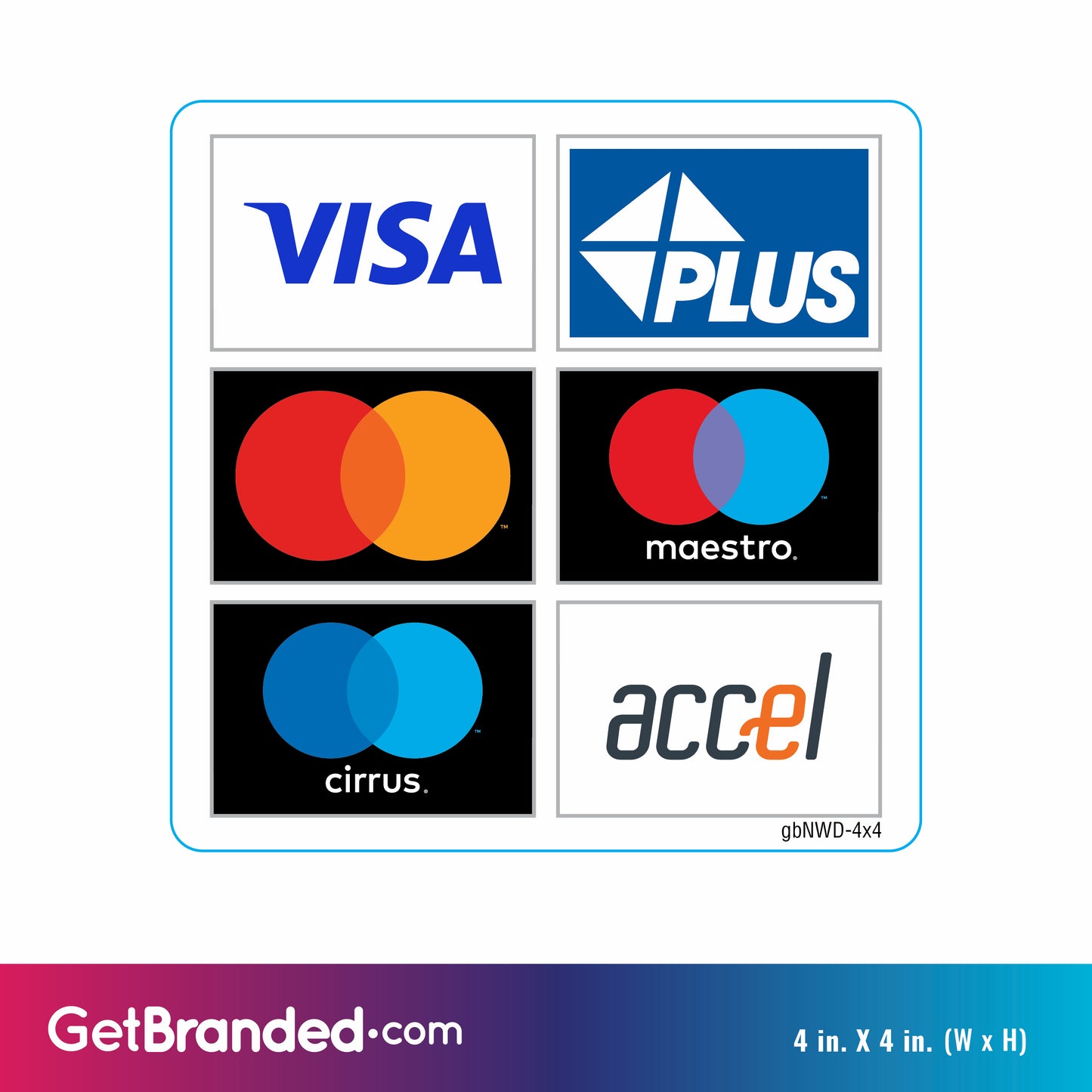 Customizable Six Payment Network Decal (4"x4")