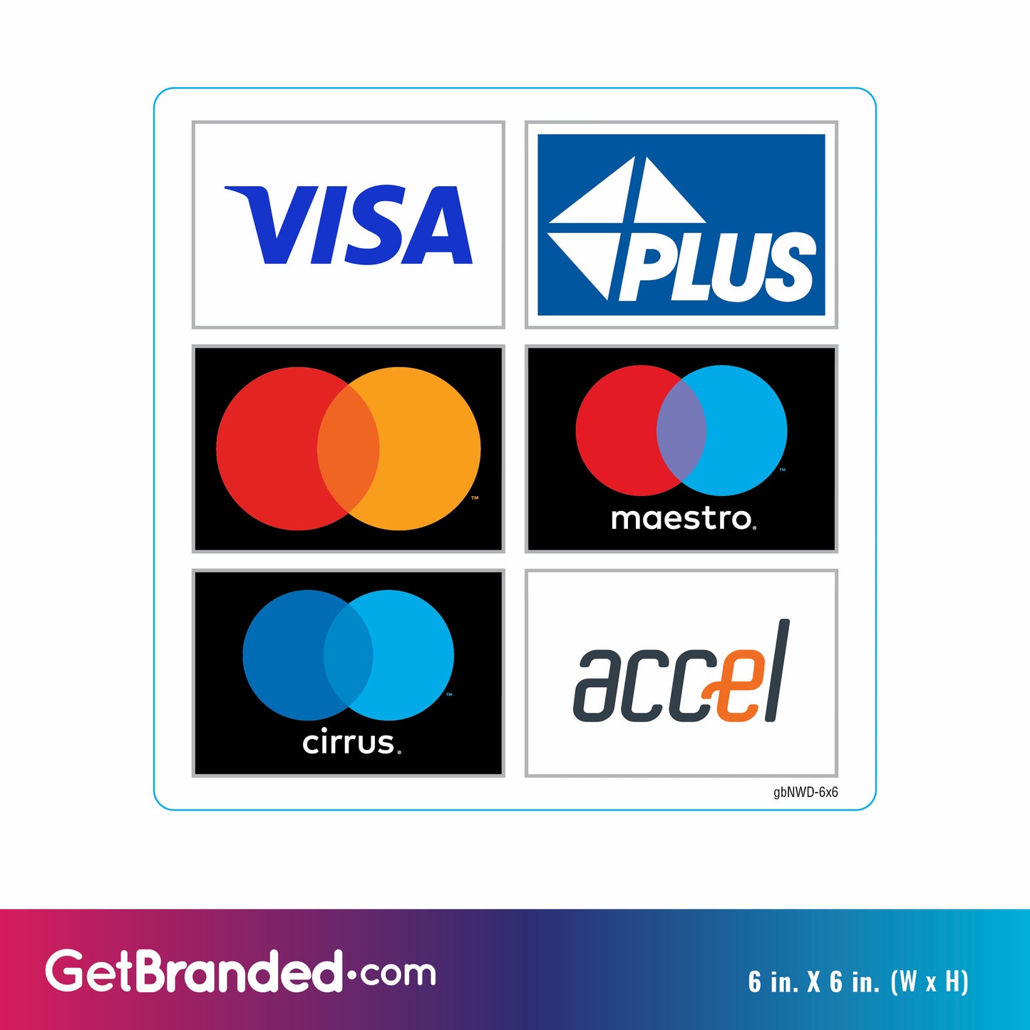 Customizable Six Payment Network Decal (6"x6")