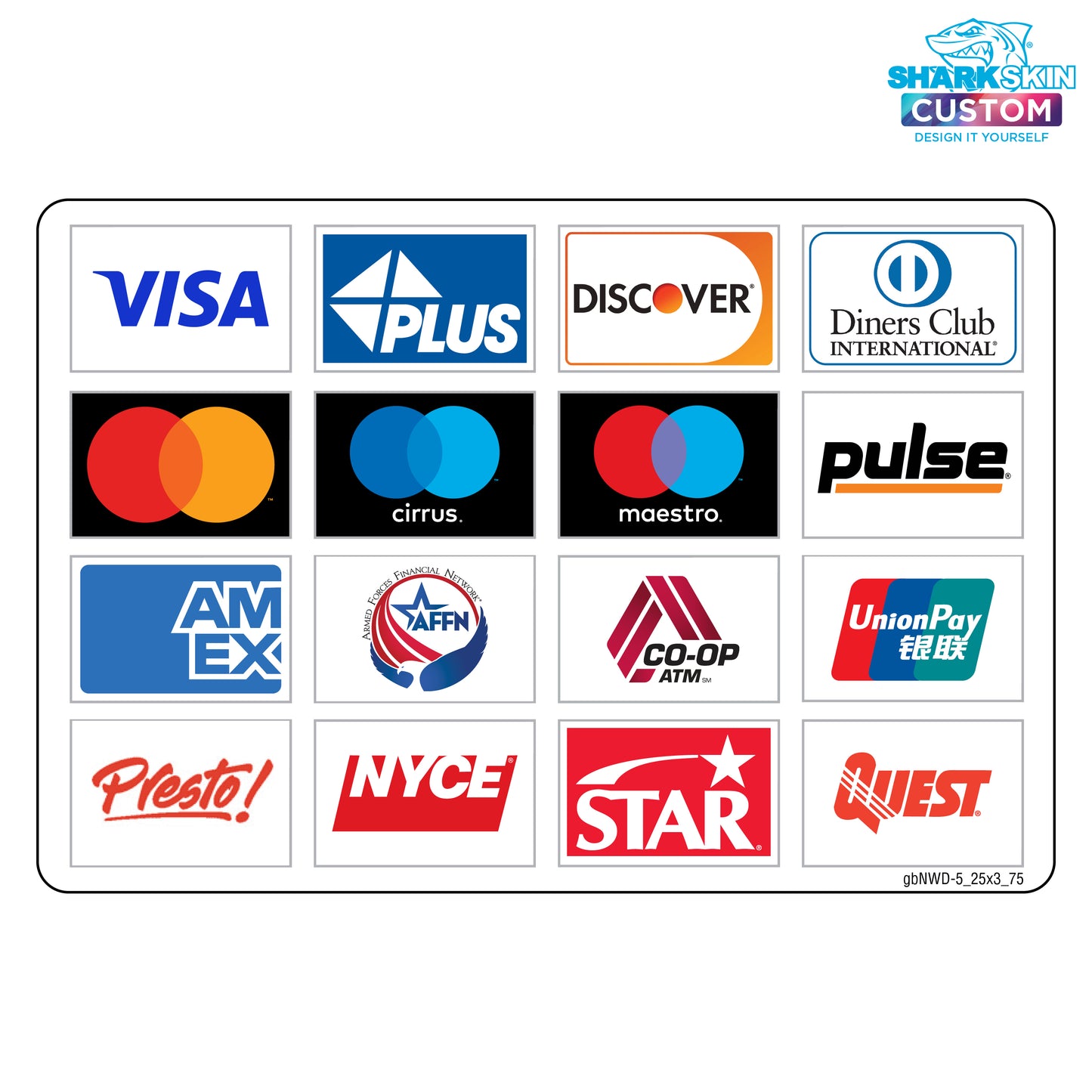 Collection of various credit card and financial logos on a white background