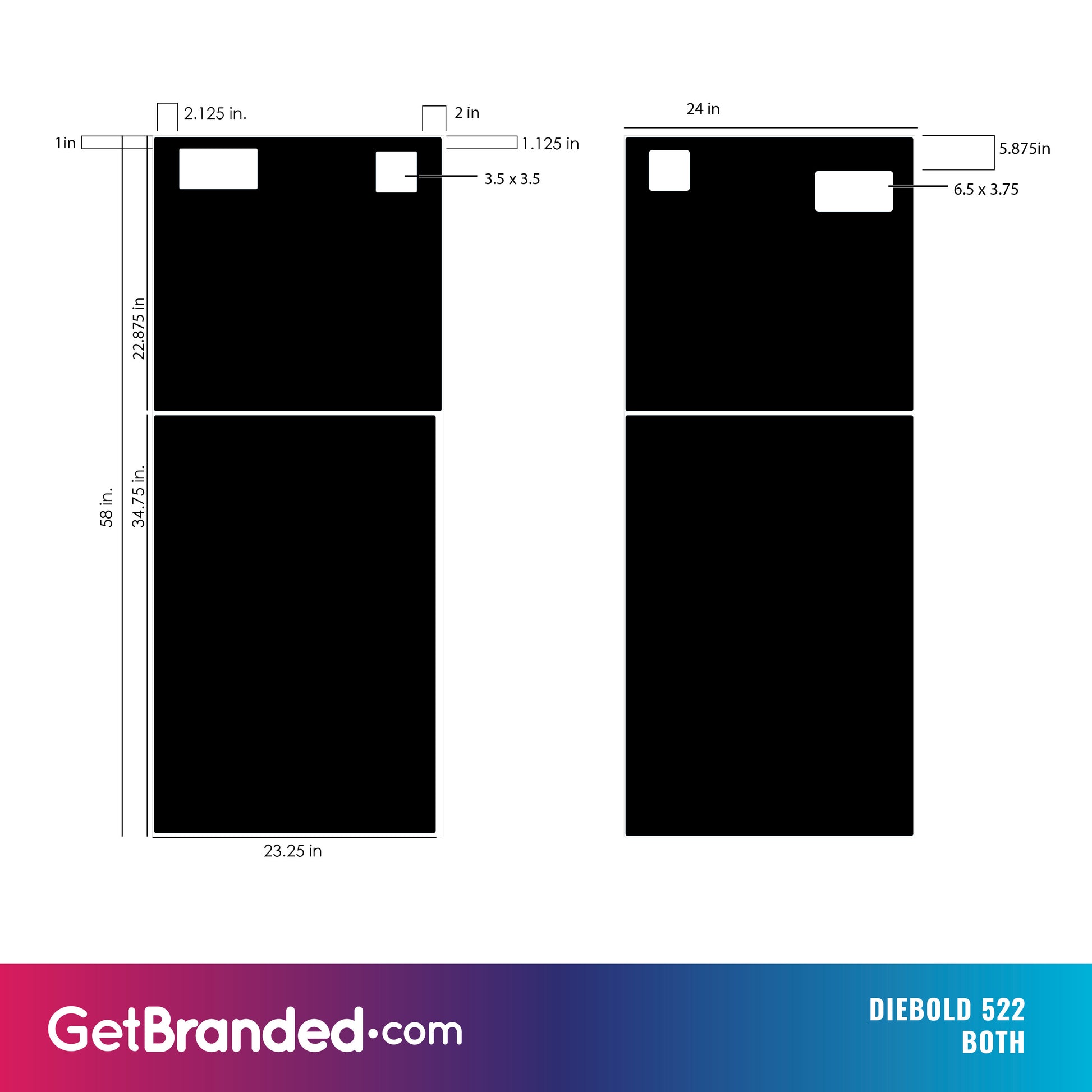 Diebold 522 both side panels dimensions