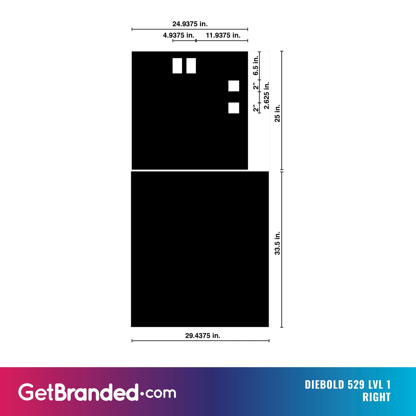 Diebold 529 Level 1 right panel dimensions