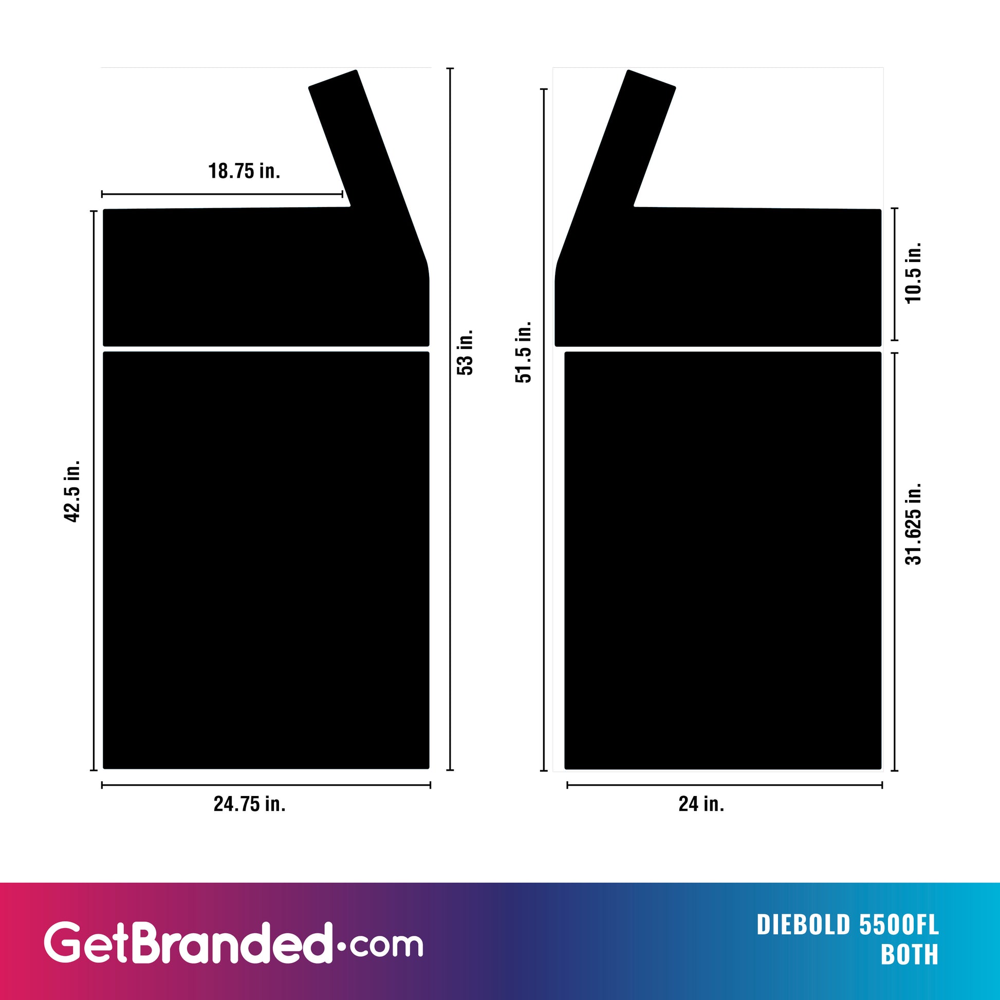 Diebold 5500FL both side panels dimensions