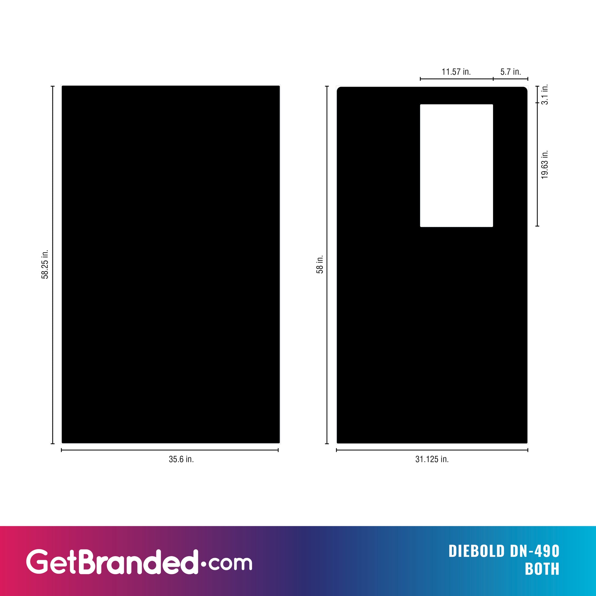 Diebold DN-490 both side panels dimensions