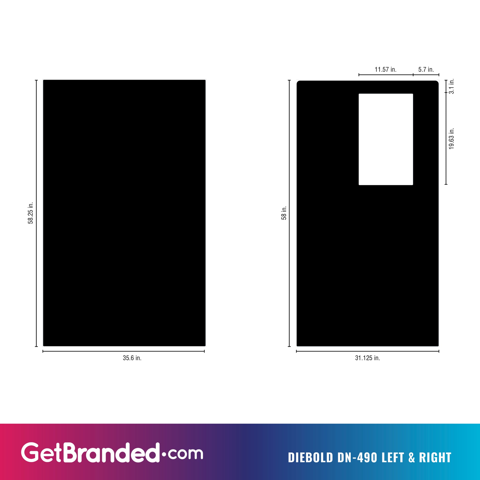 Diebold DN-490 ATM Wrap Left & Right Template.