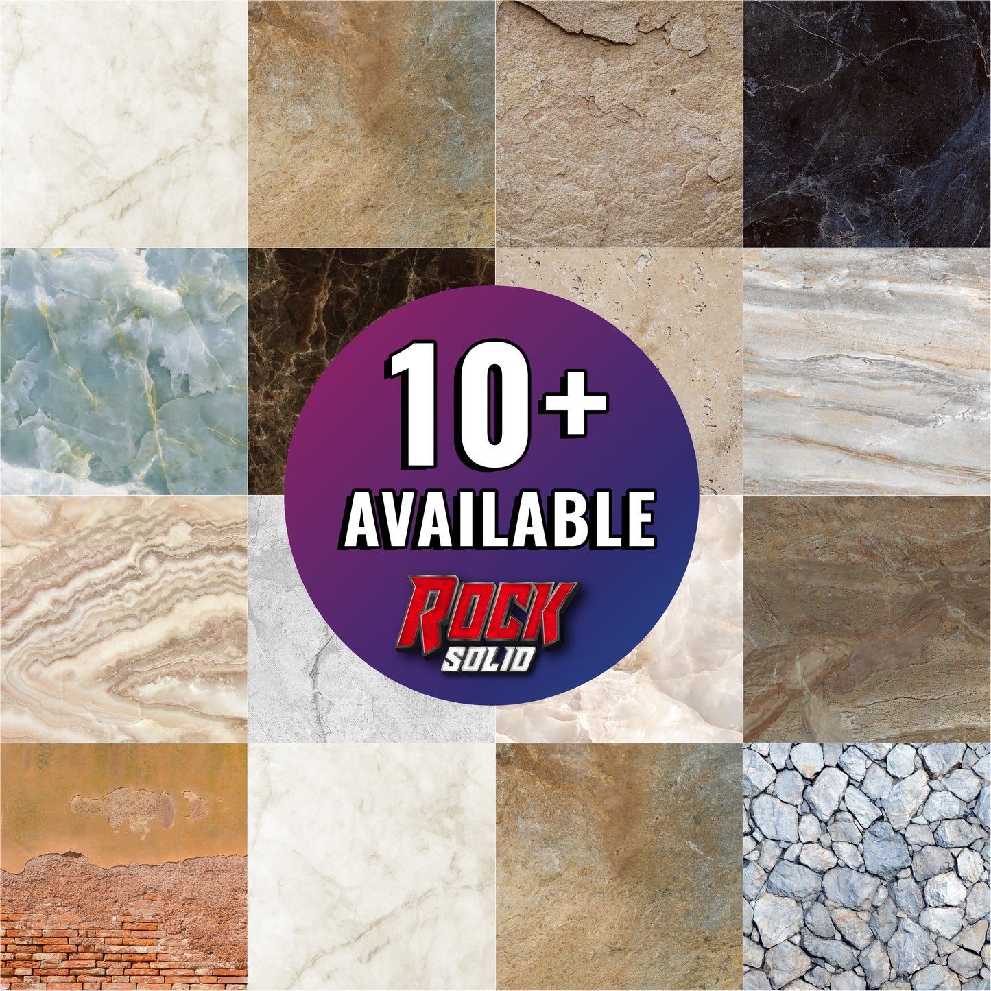 Over 10 styles of stone available in our RockSolid line of products