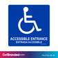 ADA Accessible Entrance Decal size guide.