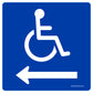 ADA Handicap Arrow Left Decal. 5 inches by 5 inches in size.