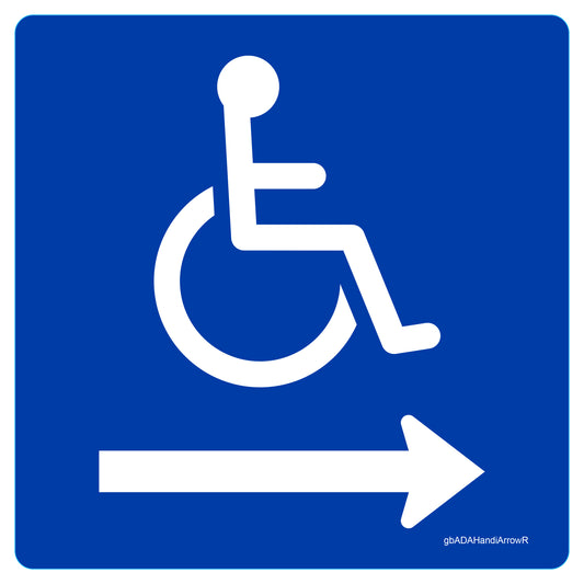 ADA Handicap Arrow Right Decal. 5 inches by 5 inches in size.