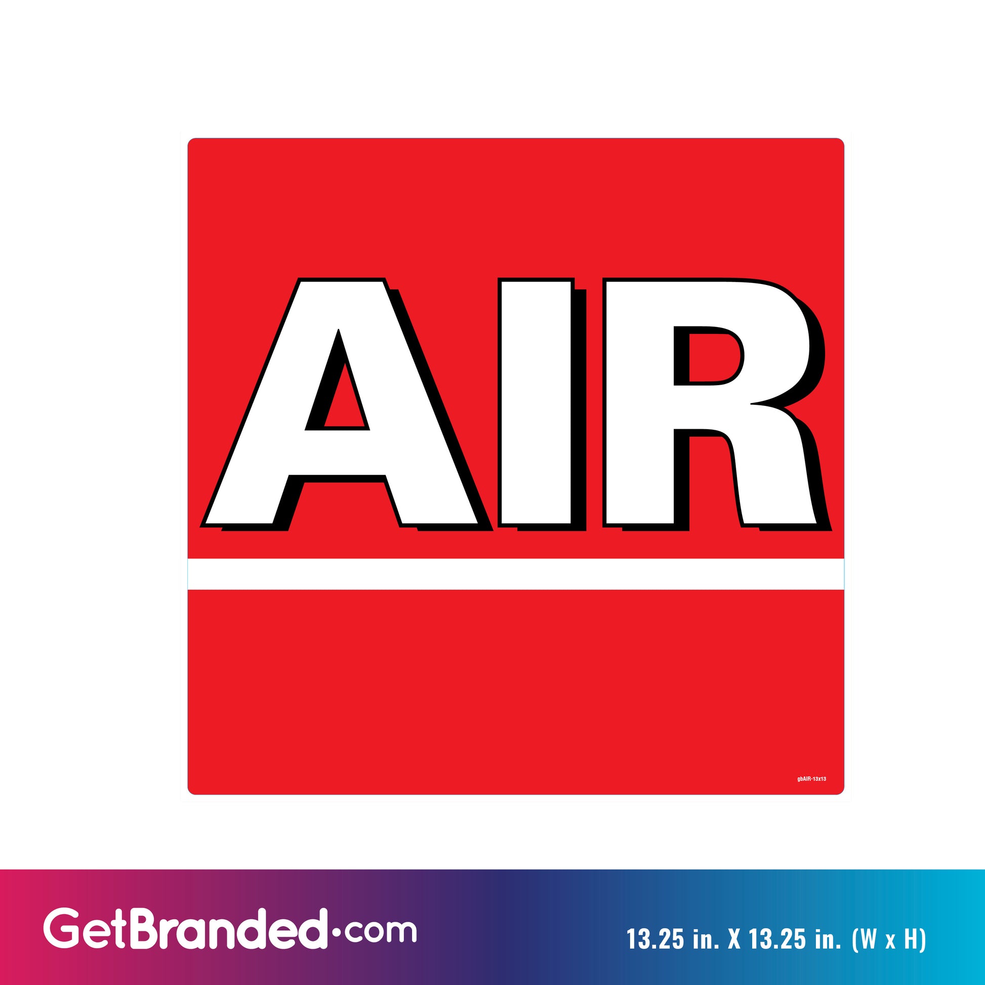 Air Machine Decal. 13.25 inches by 13.25 inches in size.