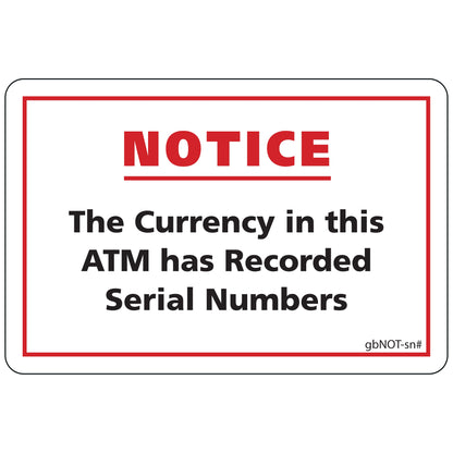 Notice, Recorded Serial Numbers Decal
