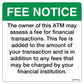 Fee Notice Decal, Green - 4 inches by 4 inches in size. 