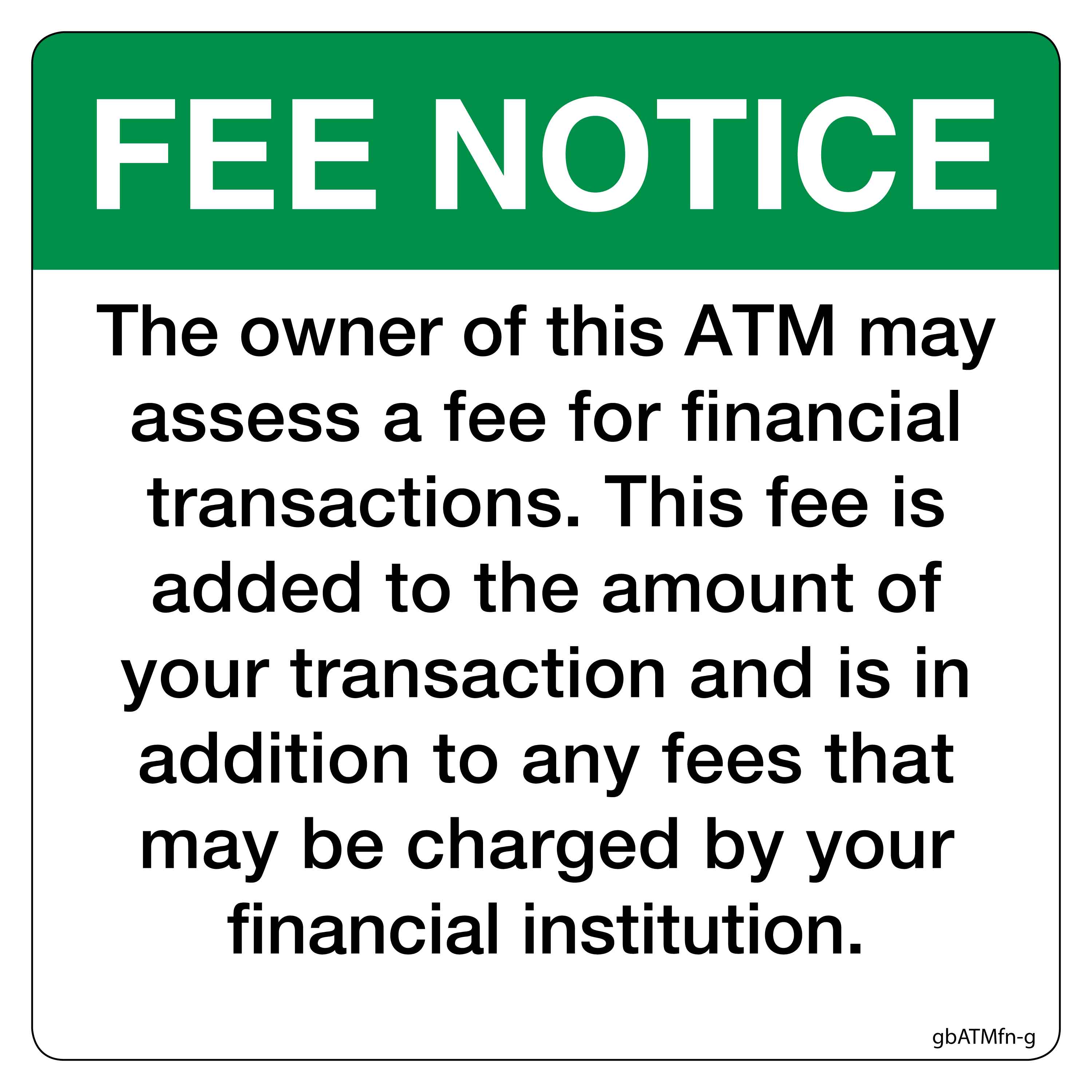 Fee Update Sign Green Fee Notice Decal | GetBranded.com