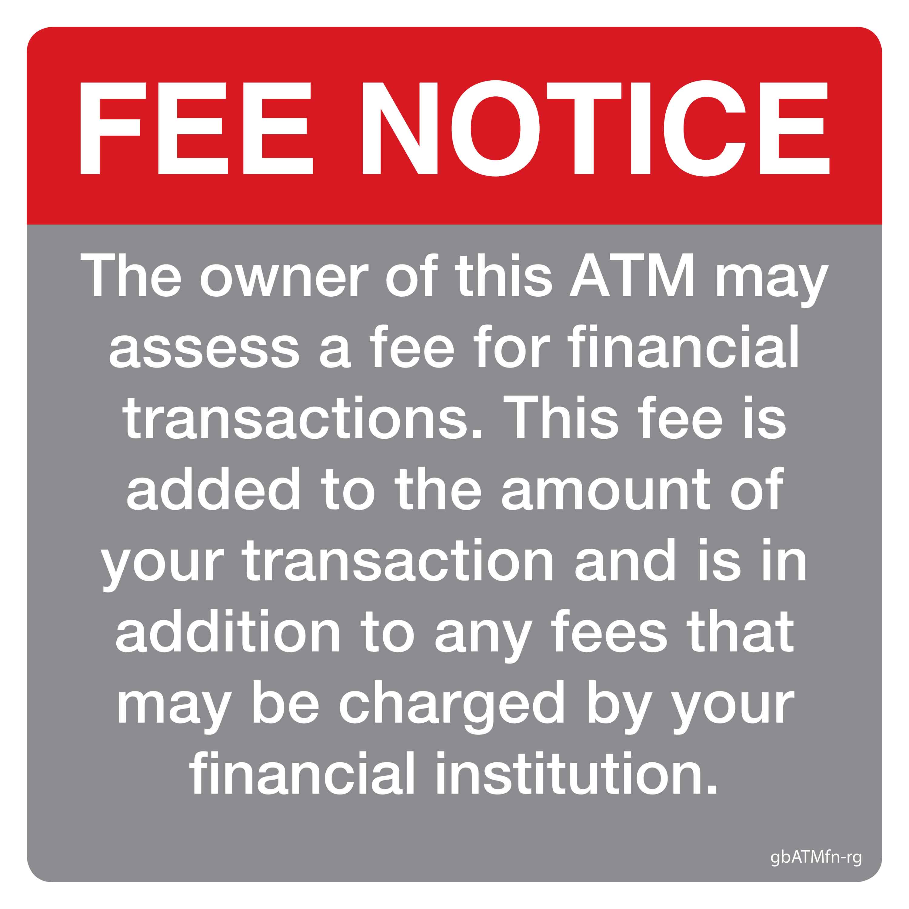 Fee Update Sign Fee Notice Decal - Red/Gray | GetBranded.com