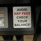 Avoid NSF Fees, Check Your Balance Decal Image.