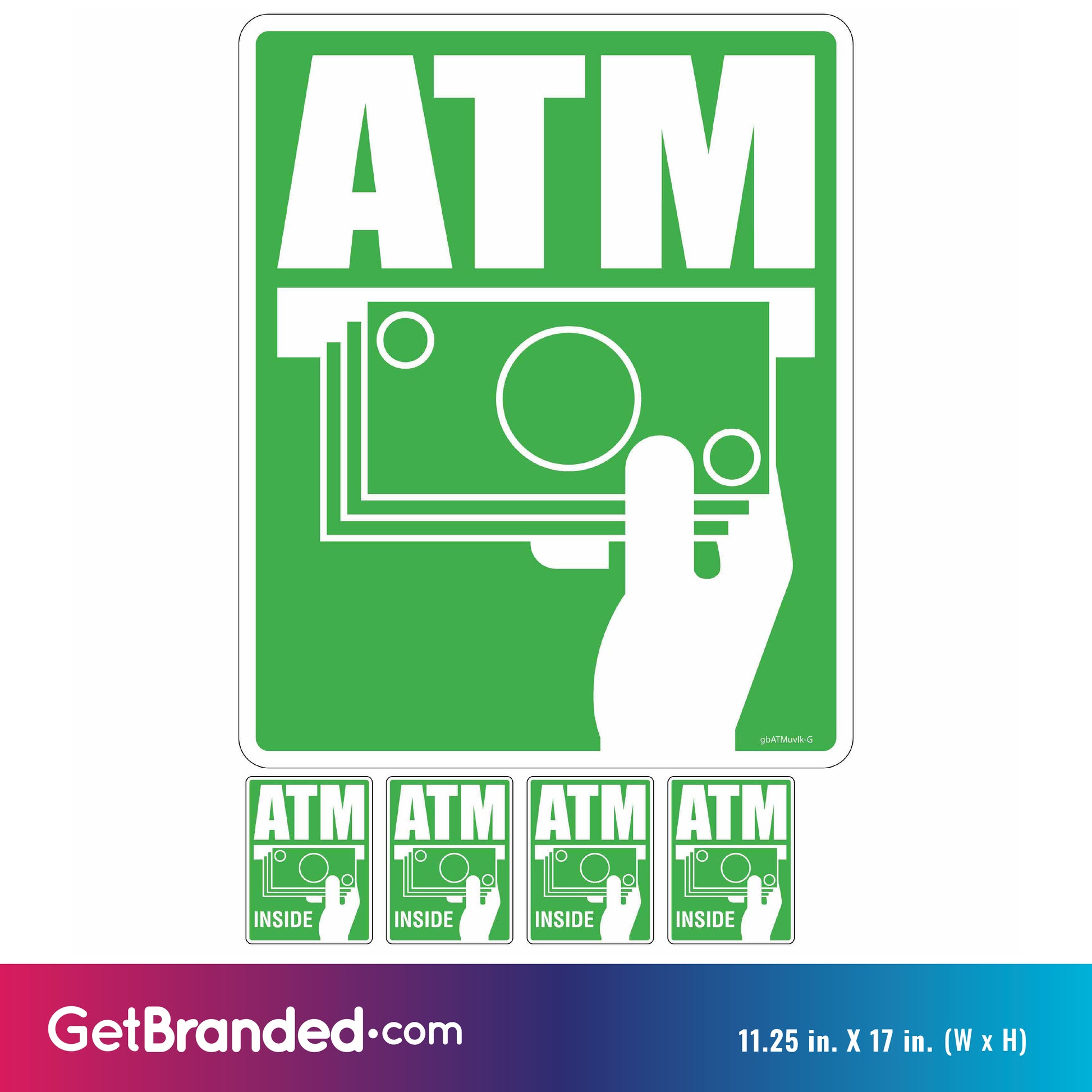 Green SharkSkin Universal ATM Decal Kit size guide.