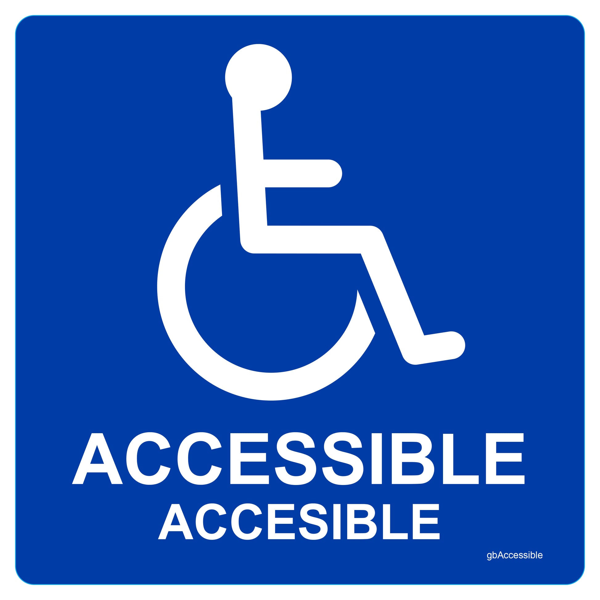 ADA Accessible Decal in English and Spanish. 5 inches by 5 inches in size.