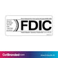 FDIC White Background with Black Lettering Decal size guide.