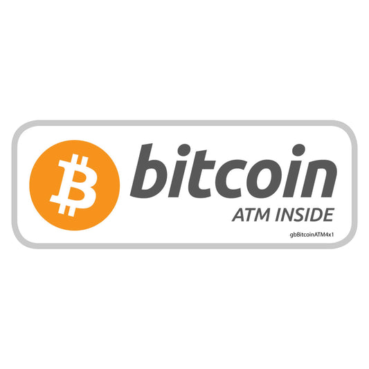 Bitcoin ATM Inside Decal. 4 inches by 1.5 inches in size.
