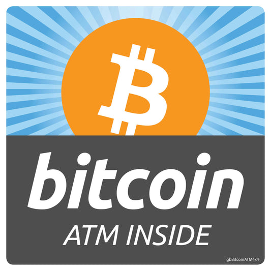 Bitcoin ATM Inside Decal. 4 inches by 4 inches in size.
