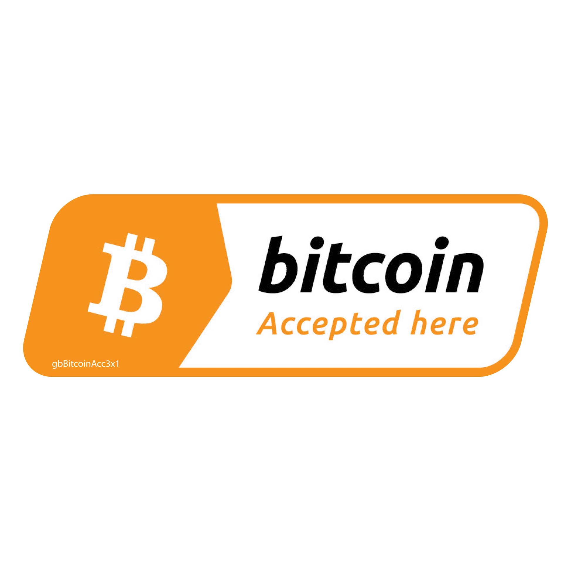 Bitcoin Accepted Here Decal. 3 inches by 1 inch in size. 