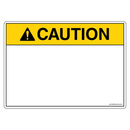 Caution Decal - Blank for Customization. 4 inches by 3 inches in size.