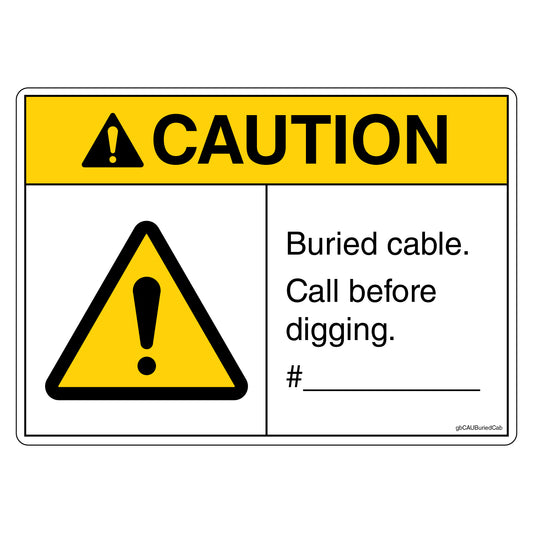 Caution Buried Cable Call Before Digging Decal with Customizable Blank.