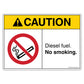 Caution Diesel Fuel No Smoking Decal.