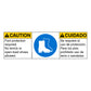 Caution Foot Protection Required No Tennis or Open-Toed Shoes Allowed Decal in English and Spanish.