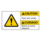 Caution Open Door Slowly Decal in English and Spanish. 