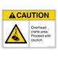 Caution Overhead Crane Area Proceed With Caution Decal. 