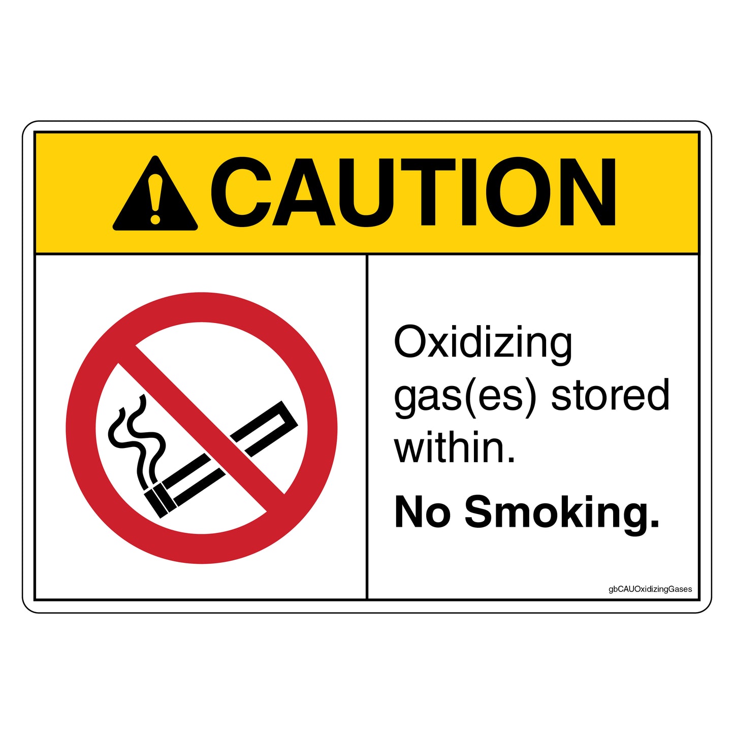 Caution Oxidizing Gas(es) Stored Within No Smoking Decal.