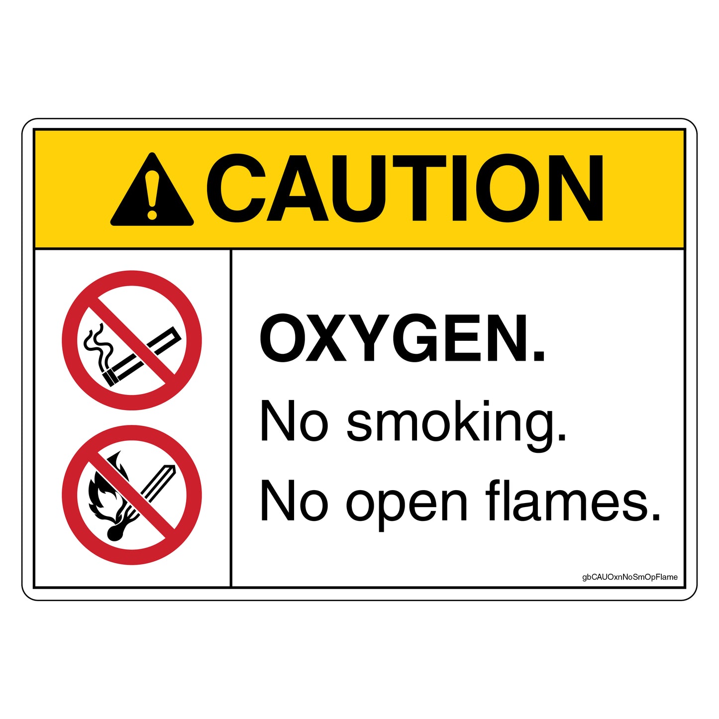 Caution Oxygen No Smoking No Open Flames Decal. 