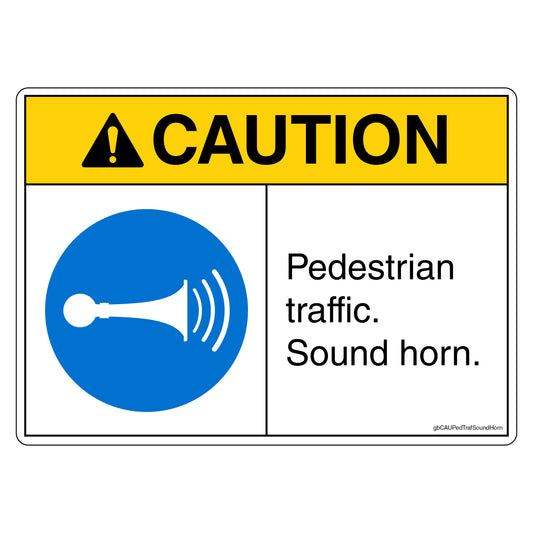 Caution Pedestrian Traffic Sound Horn Decal.