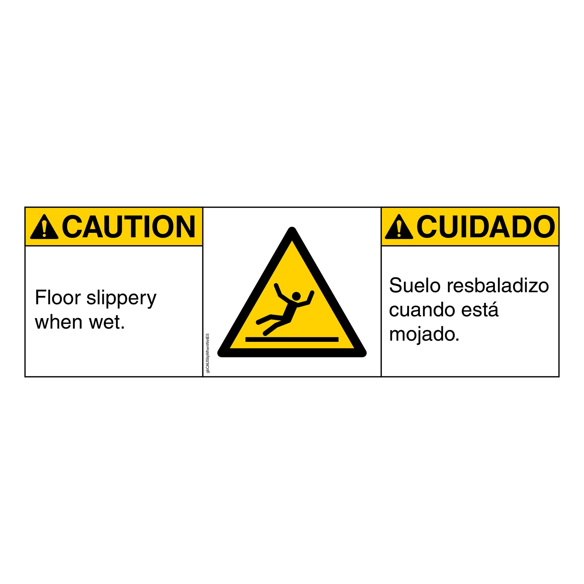 Caution Floor Slippery When Wet Decal in English and Spanish. 