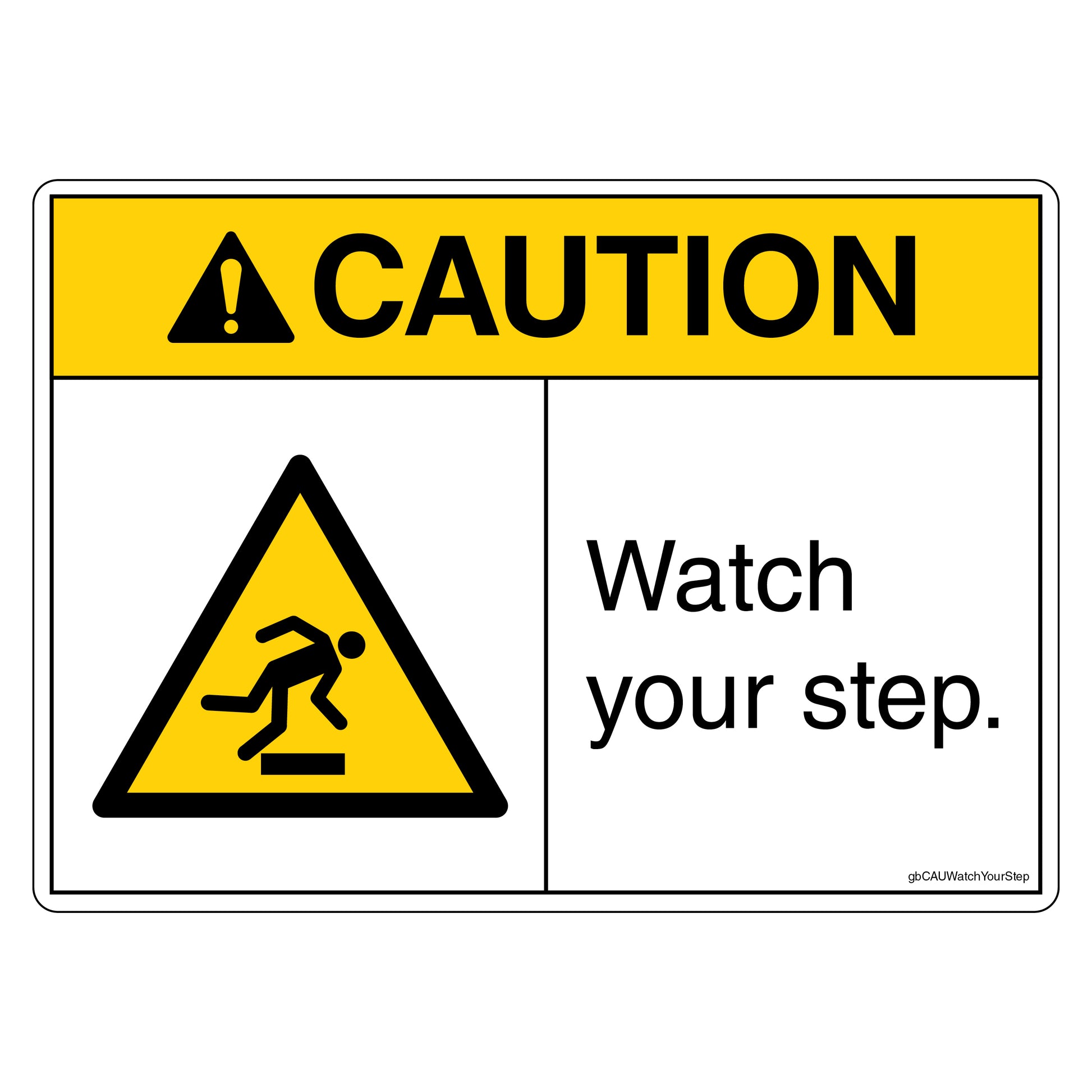 Caution Watch Your Step Decal. 
