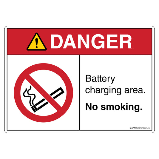 Danger Battery Charging Area No Smoking Decal.